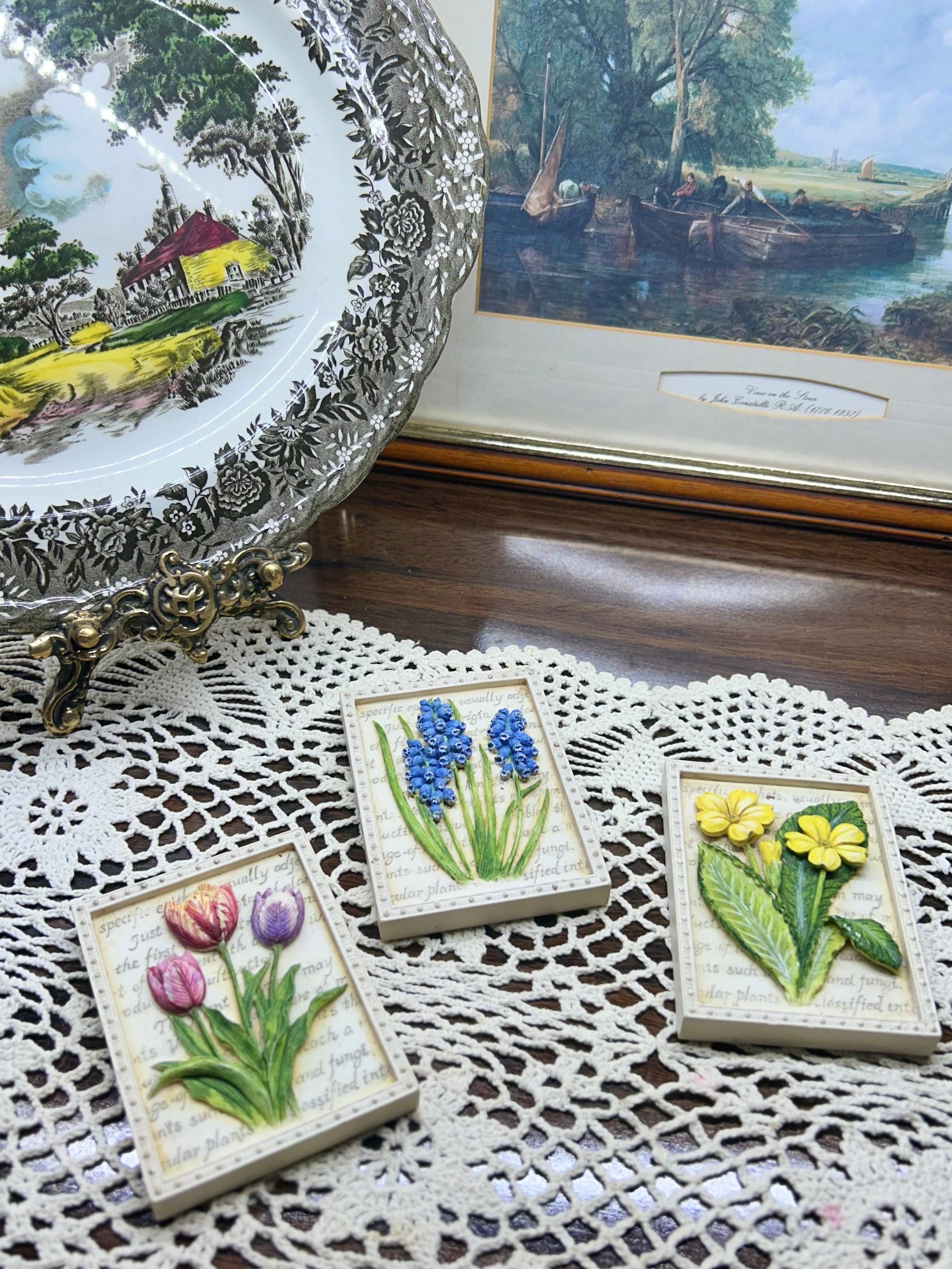 3D handpainted wall plaques — SET OF 3