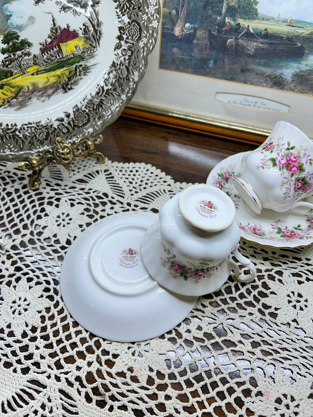 Royal Albert “Lavender Rose” tea cup and saucer set, made of fine bone china in England