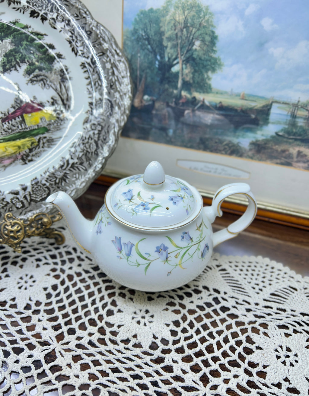 Vintage DUCHESS HAREBELL TEAPOT with gold rim l Fine Bone China