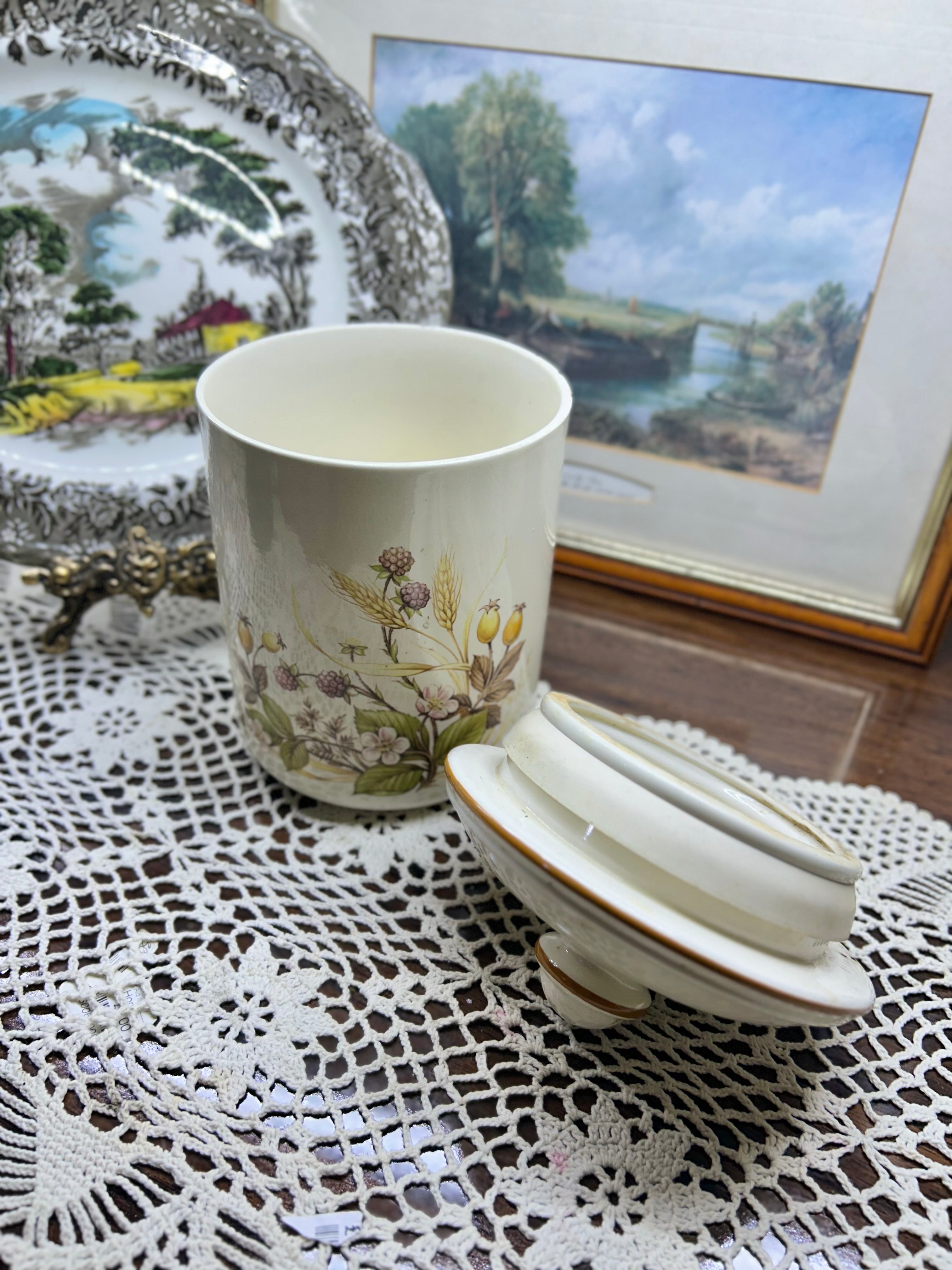 Vintage Marks & Spencer Harvest storage jar with a lid — England