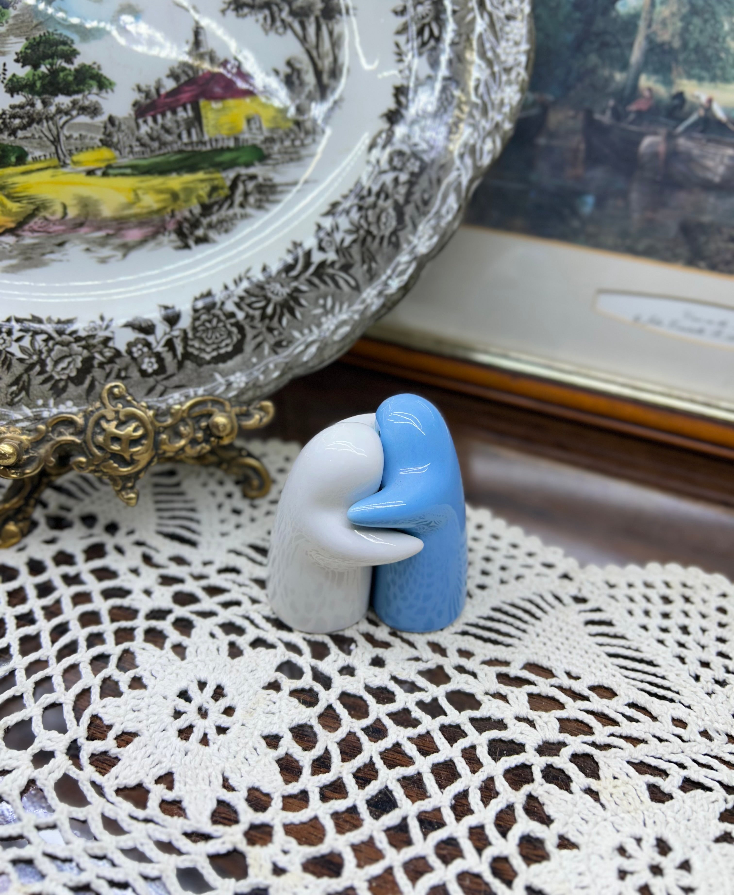 Ceramic "Hugging Ghost" salt and pepper shakers