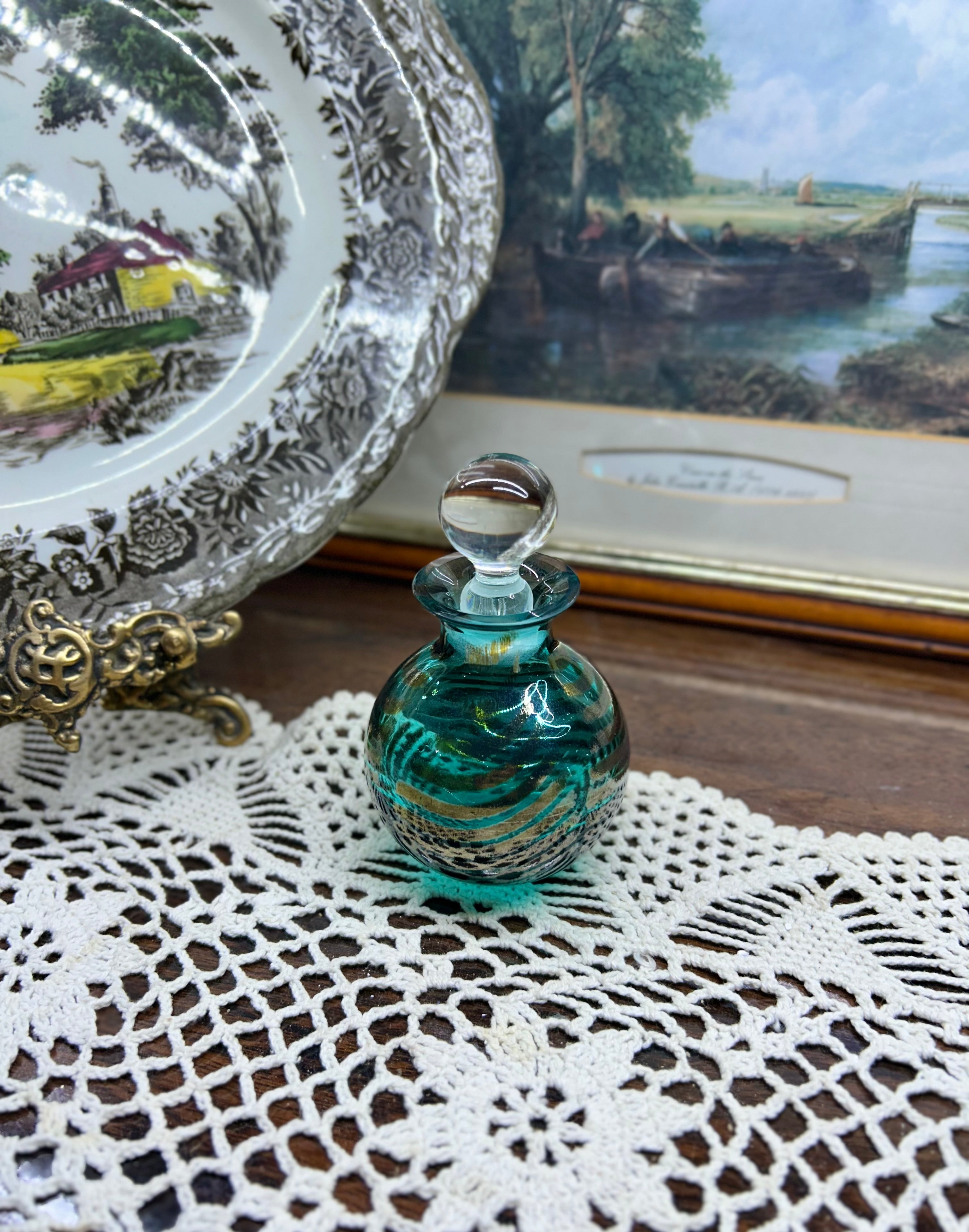 Vintage Mdina Art Glass perfume bottle with stopper