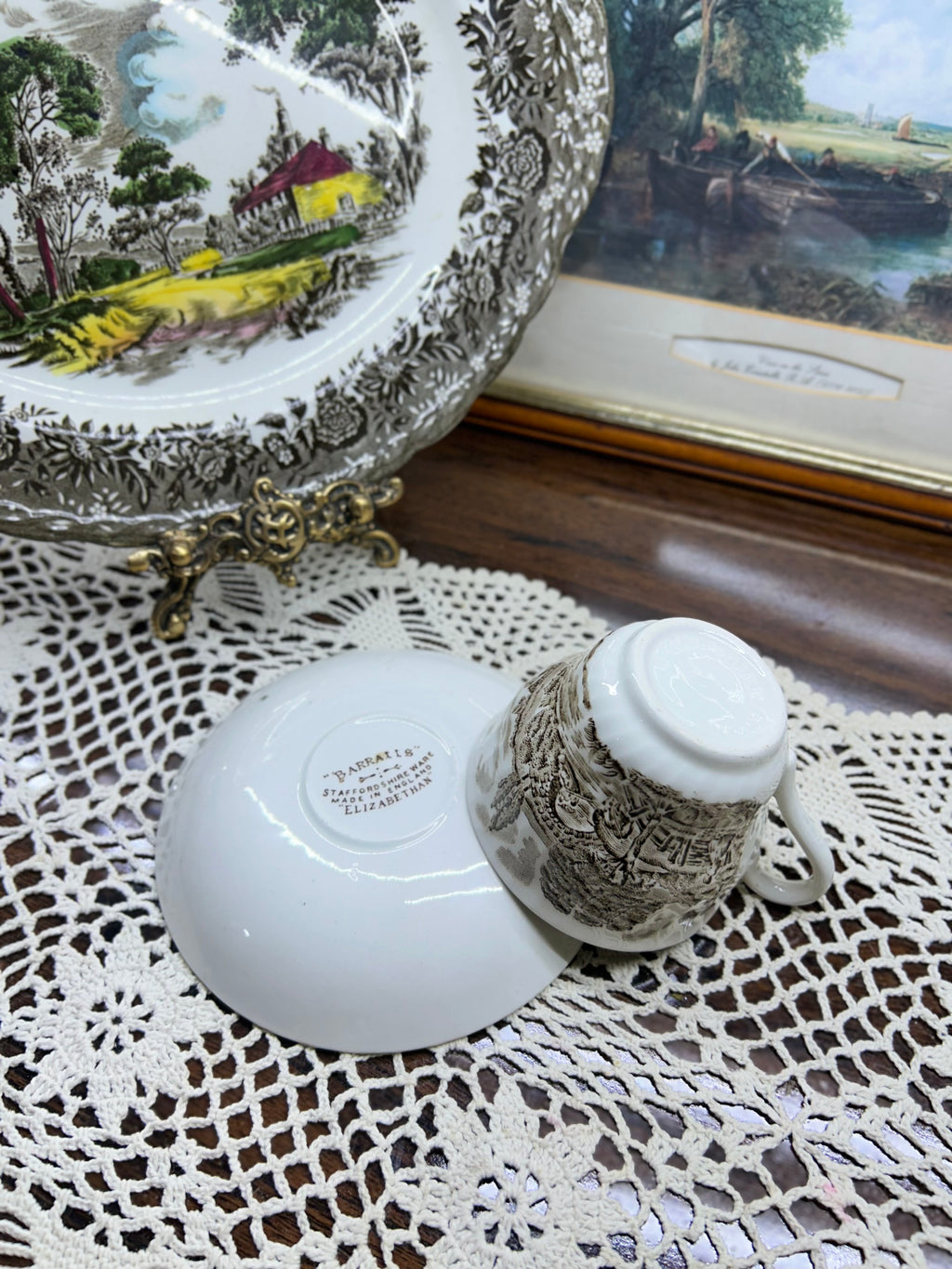 vintage teacup and saucer set is from the "Royal Mail" collection, produced by Myott in Staffordshire
