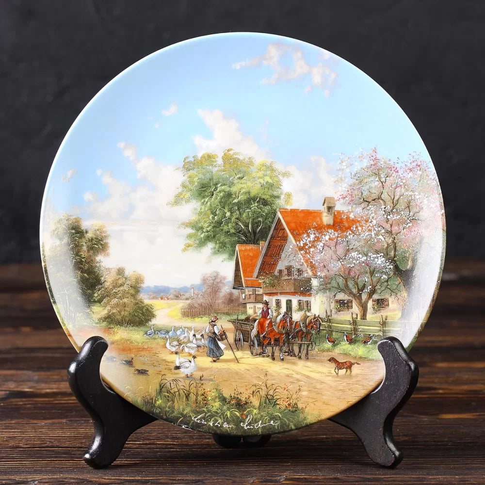 "On the Way to the Market" — Vintage 7” collector’s plate from Lückel’s Idyllic Village Life (Seltmann Weiden, 1987)