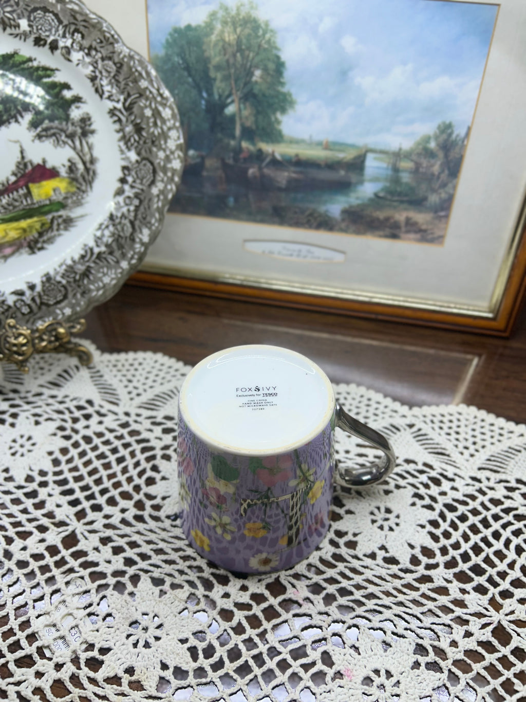 Floral ceramic initial “L” mug
