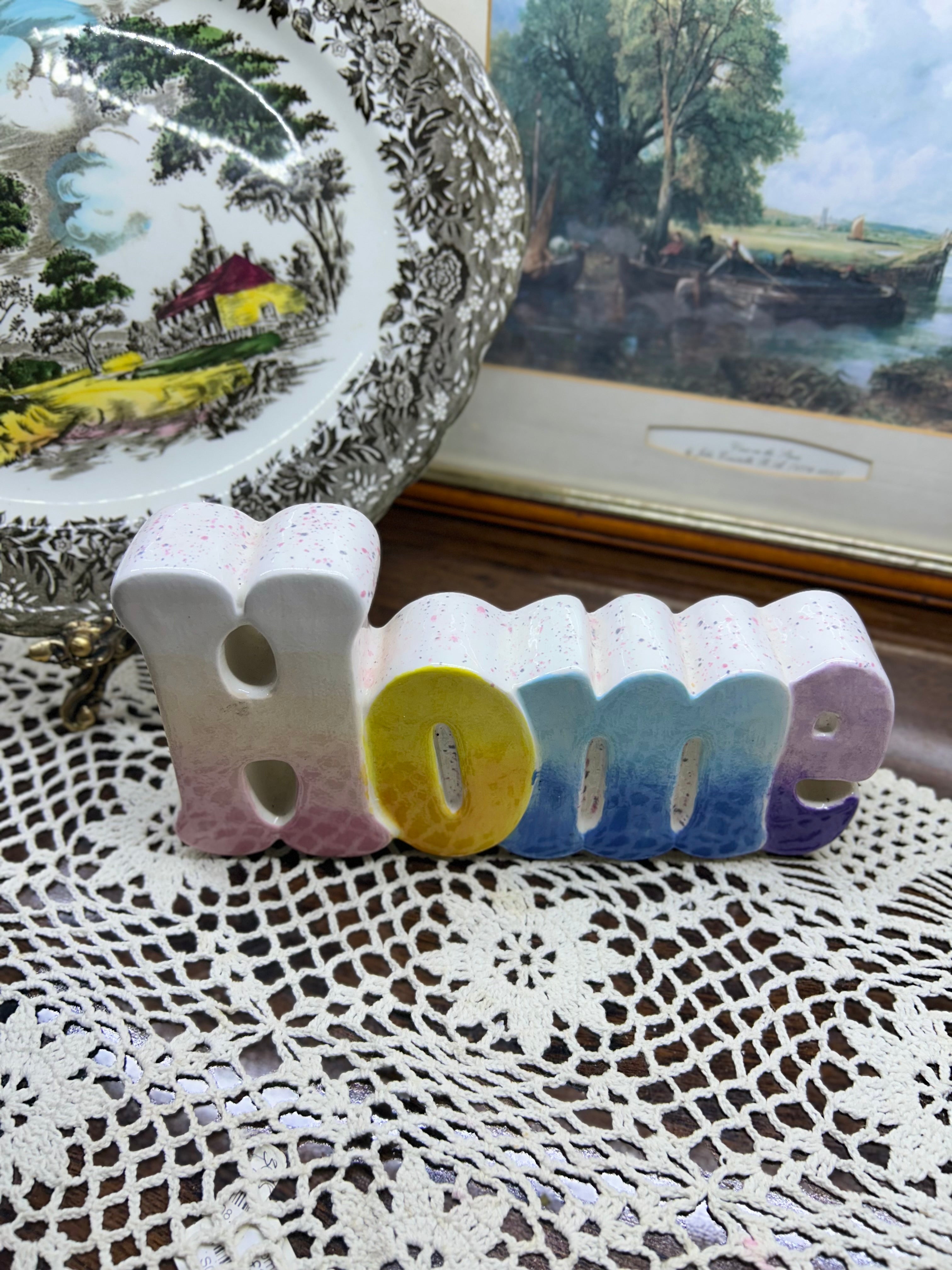 Decorative ceramic “HOME” chunky wall plaque