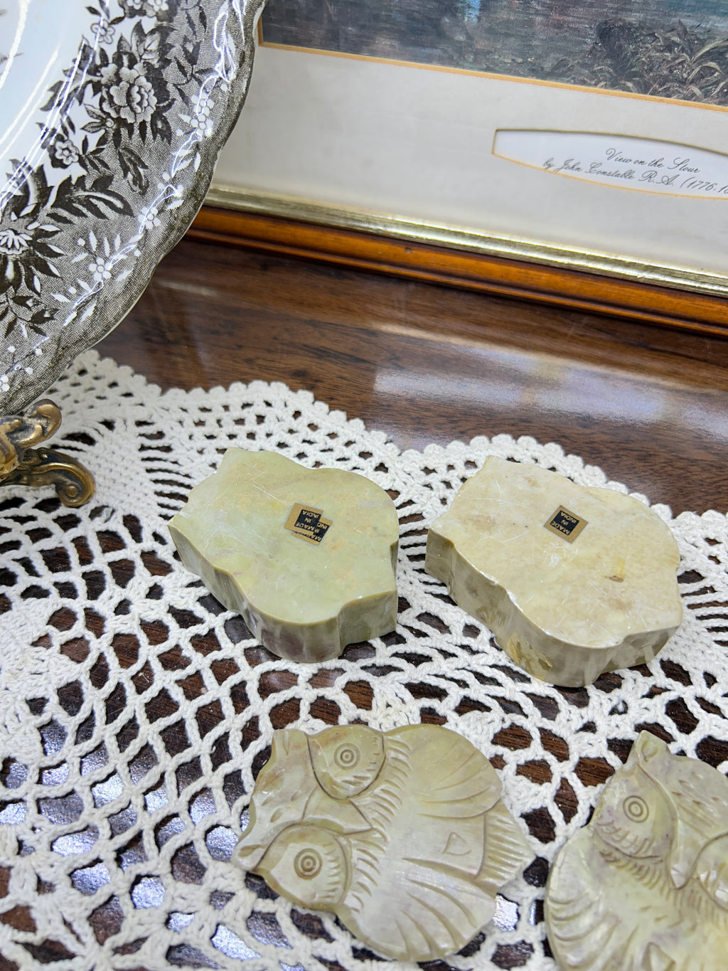 Vintage marble hand-carved owl trinket boxes — Made in India
