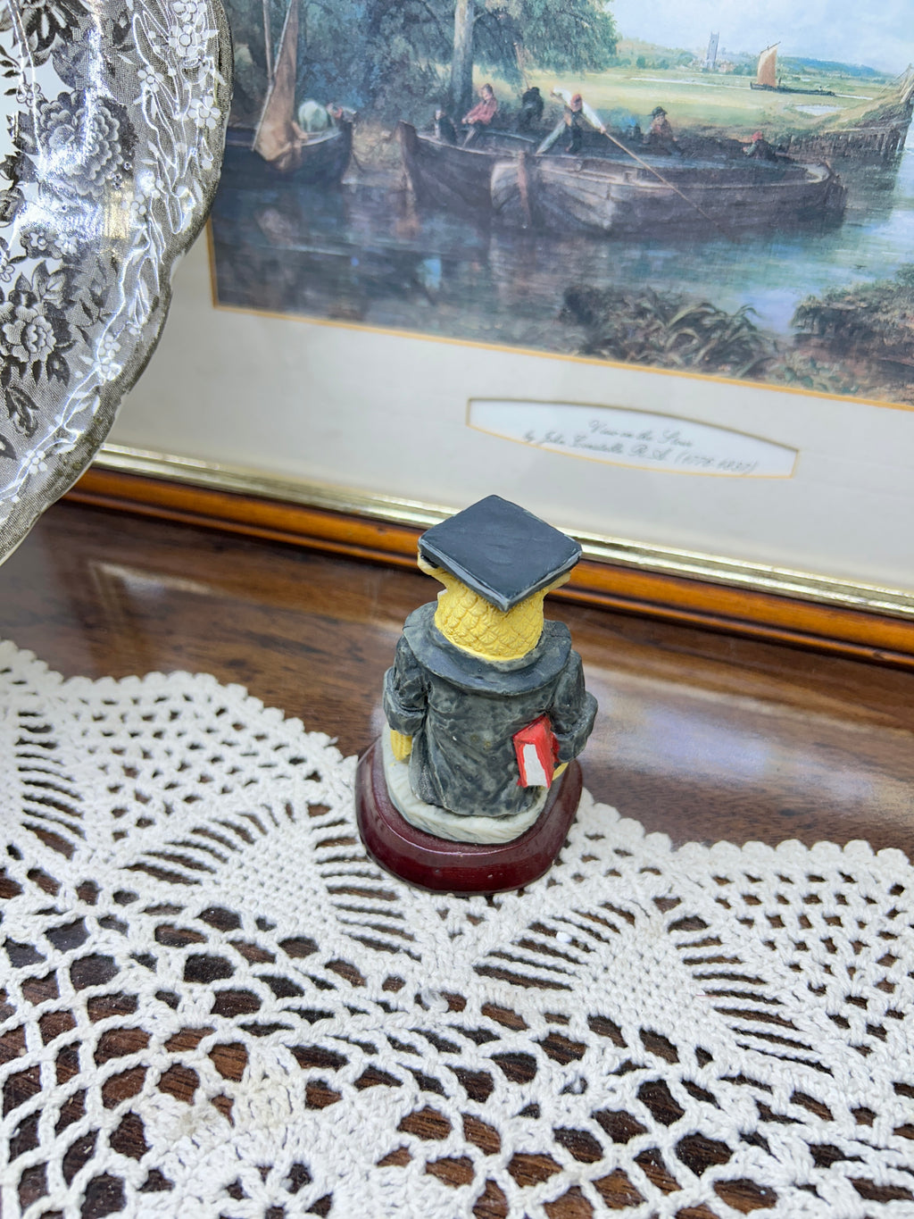 Scholar resin hand-painted owl figurine