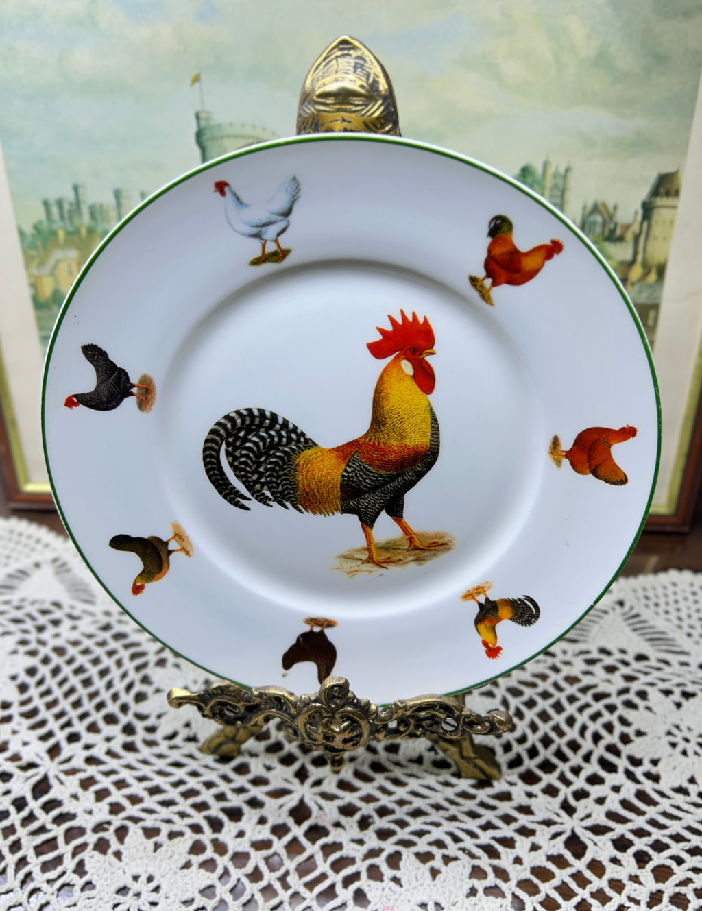 Royale Garden Staffordshire featuring a central rooster — England 7”