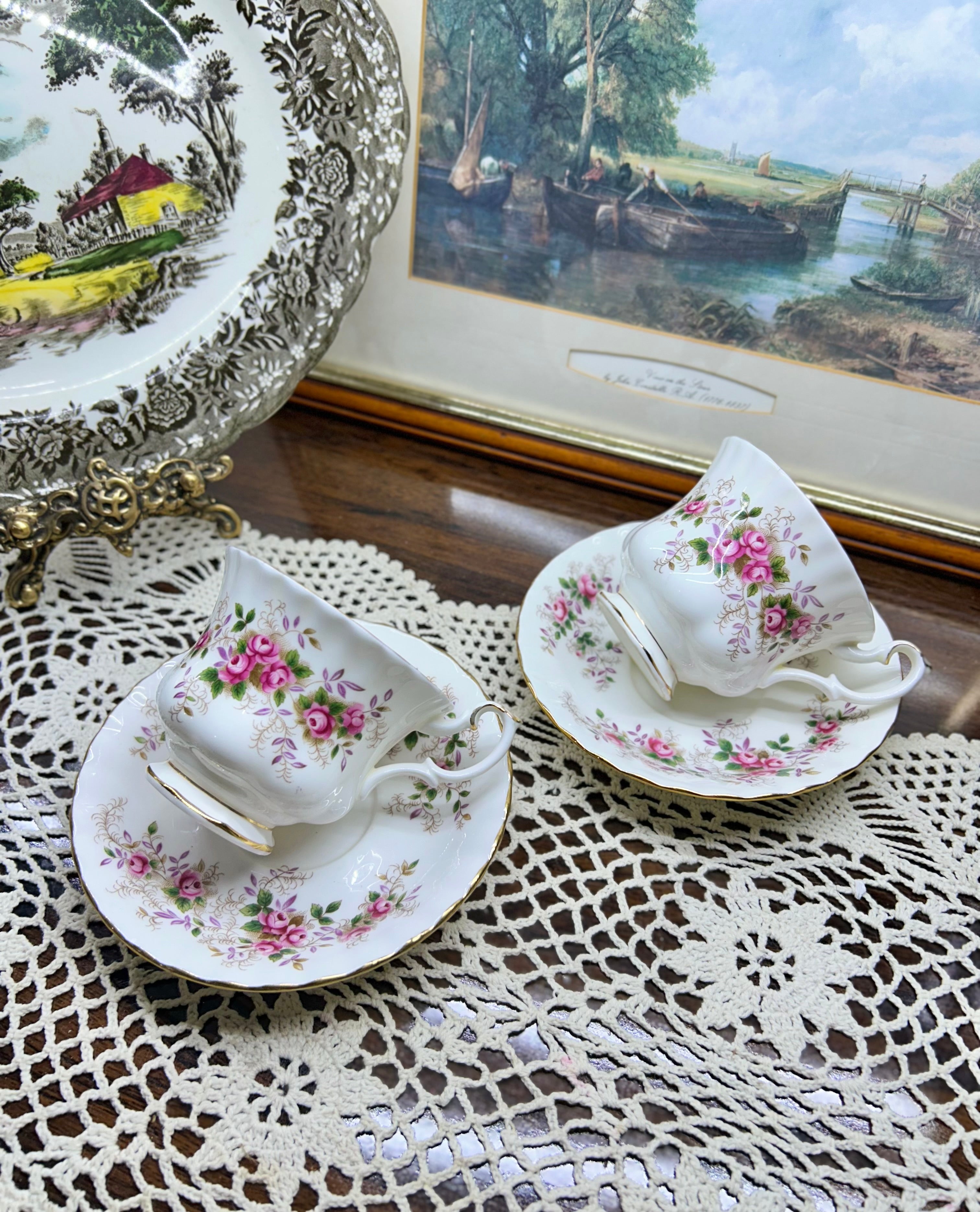 Royal Albert “Lavender Rose” tea cup and saucer set, made of fine bone china in England