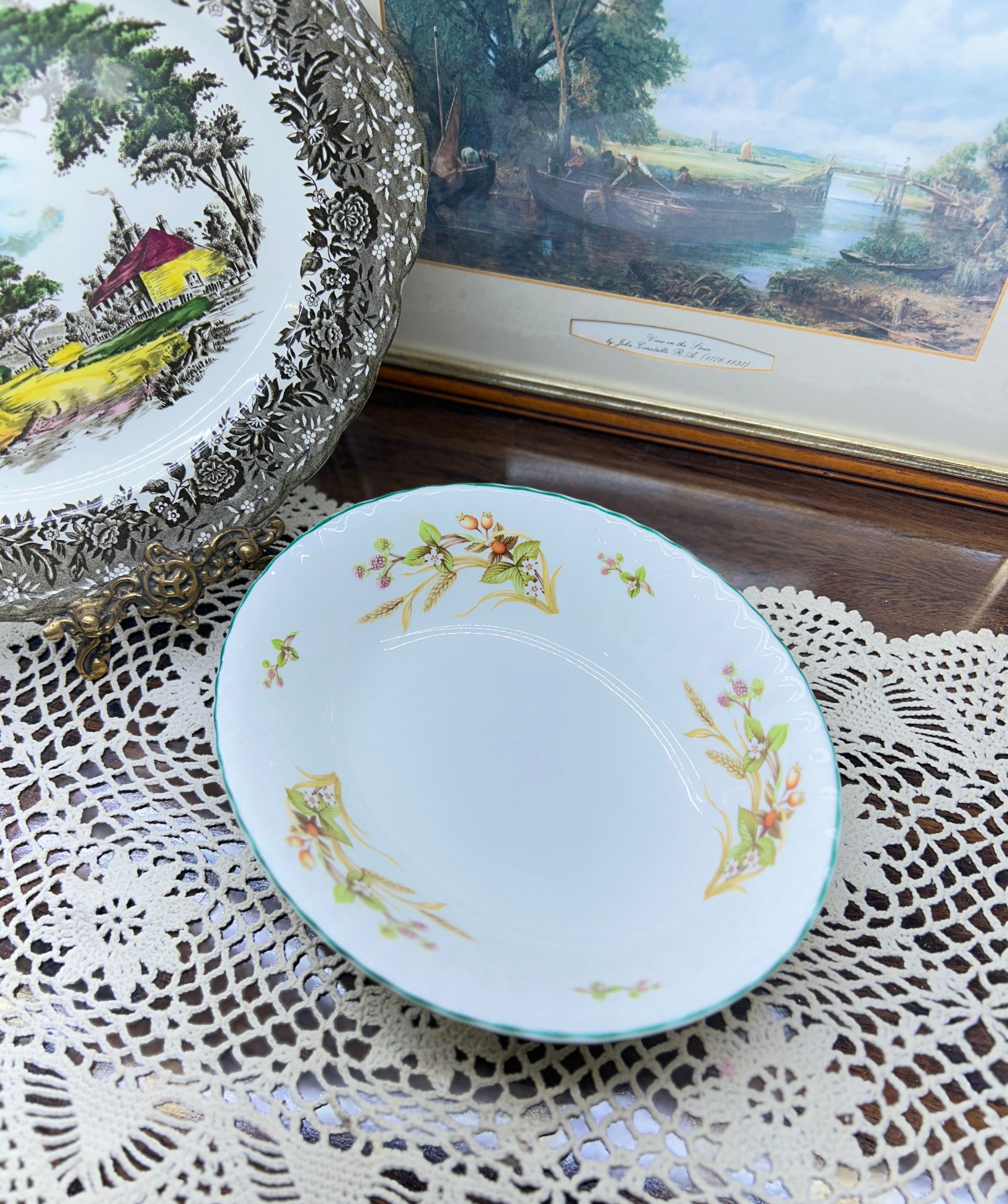 Ceramic “harvest” pattern oval serving bowl 10”