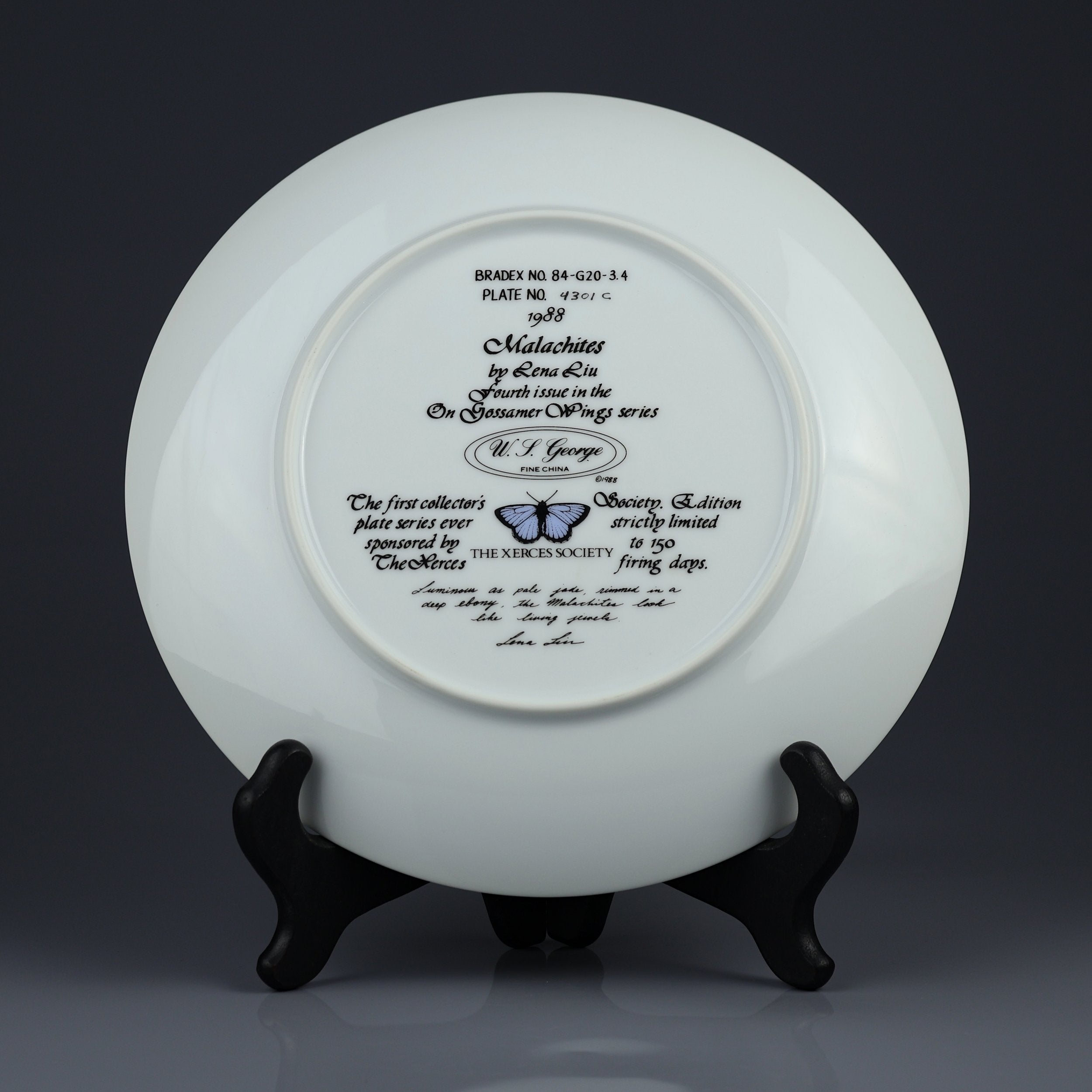 Vintage 1989 collector plate designed by Lena Liu "On Gossamer Wings" series