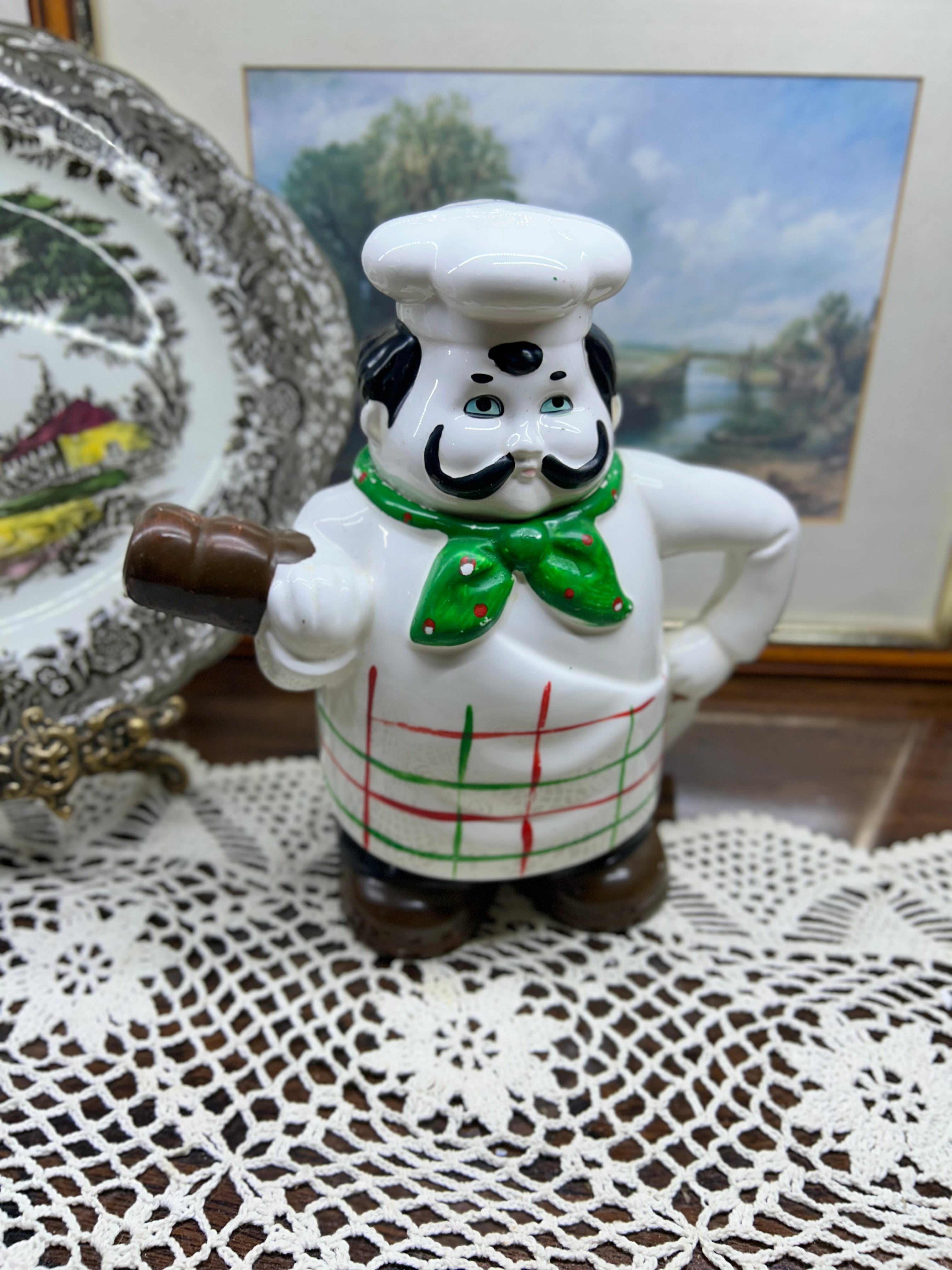 vintage ceramic chef figural teapot