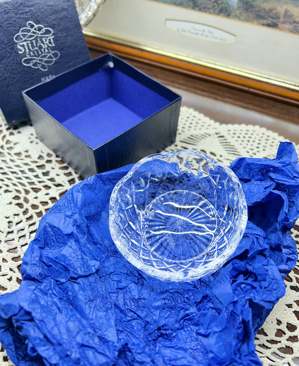 Stuart 24% lead Crystal cut bowl, featuring intricate patterns