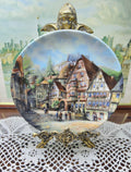Vintage German hand-painted collector plate titled "Schnatterloch zu Miltenberg" 7”