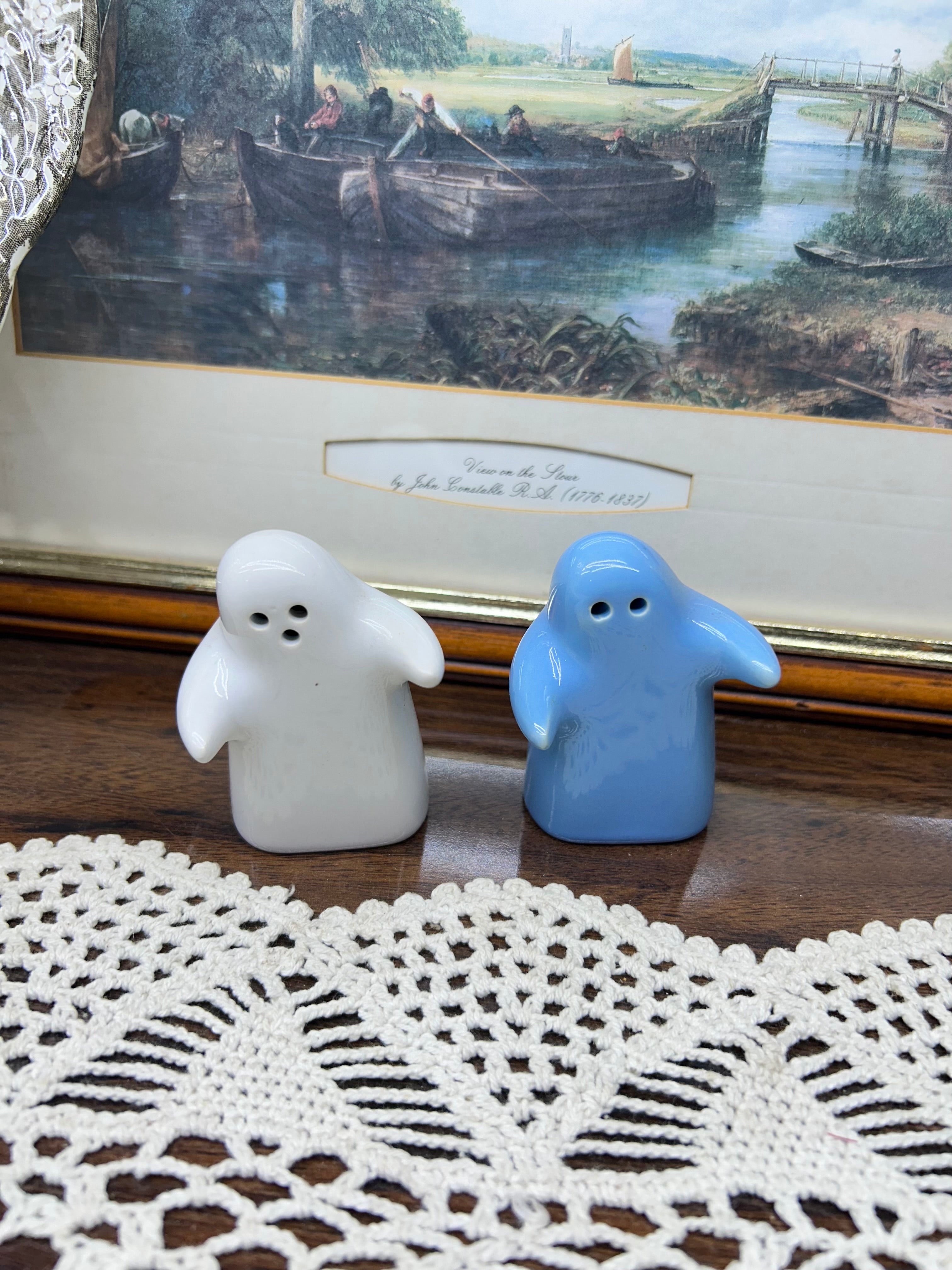 Ceramic "Hugging Ghost" salt and pepper shakers