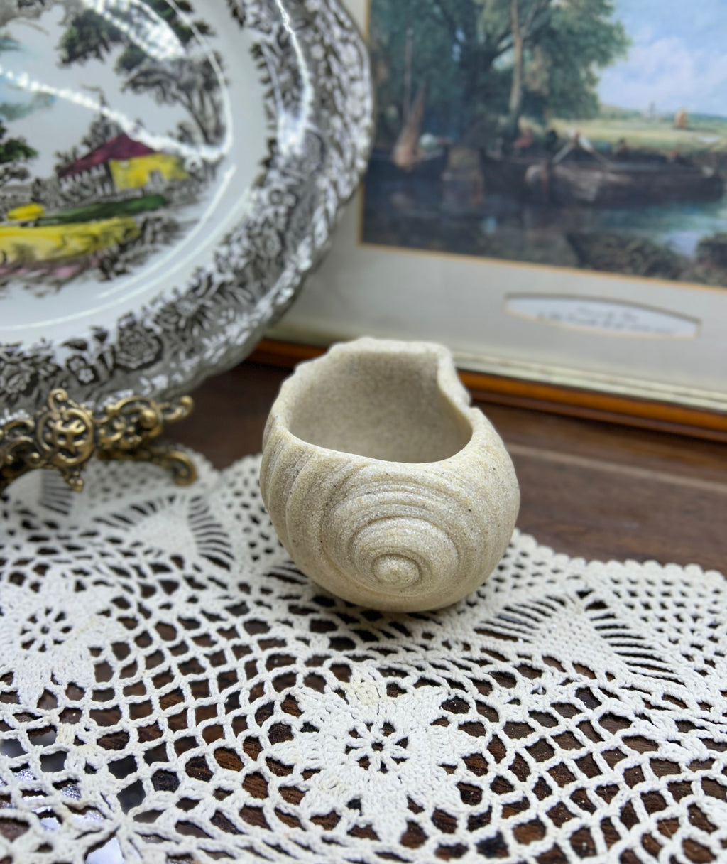Hand-crafted seashell snail shaped planter