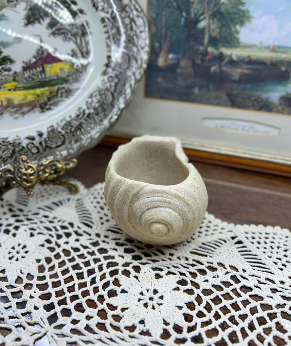 Hand-crafted seashell snail shaped planter
