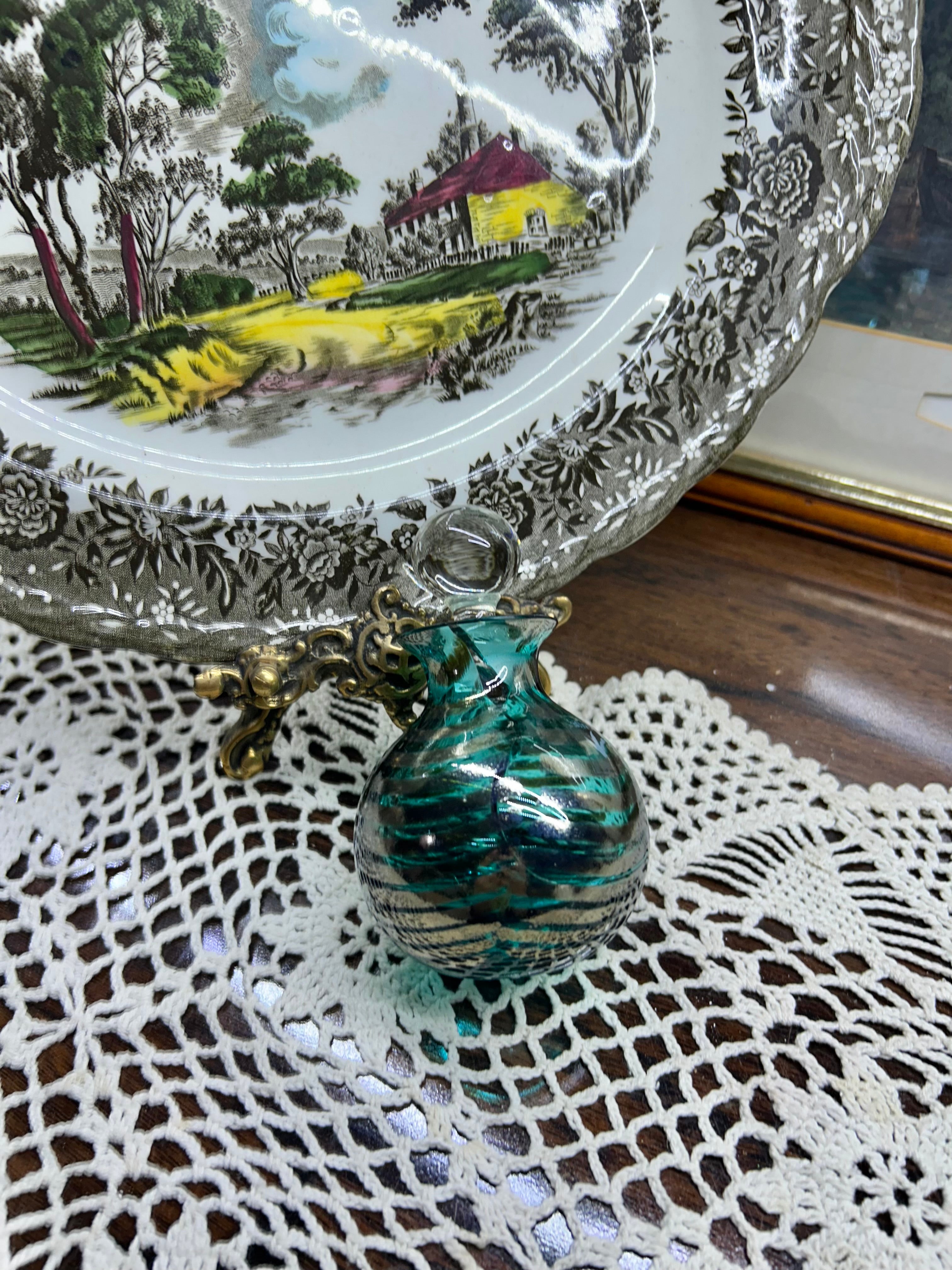 Vintage Mdina Art Glass perfume bottle with stopper