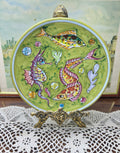 Greek pottery ceramic hand-painted  features a vibrant sea like motif 8”
