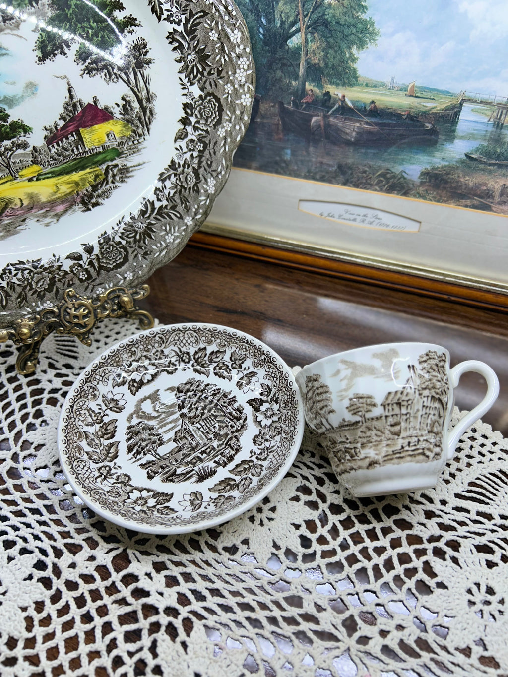 vintage teacup and saucer set is from the "Royal Mail" collection, produced by Myott in Staffordshire