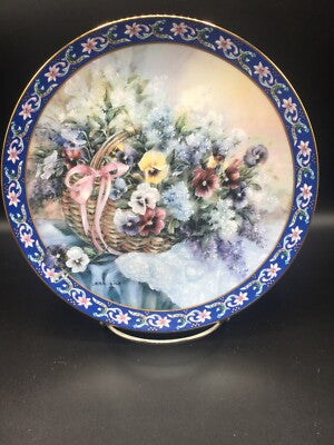 Lena Liu's Basket Bouquets "Pansies" Collectors Plate 8” by WS George, 1992 LIMITED EDITION