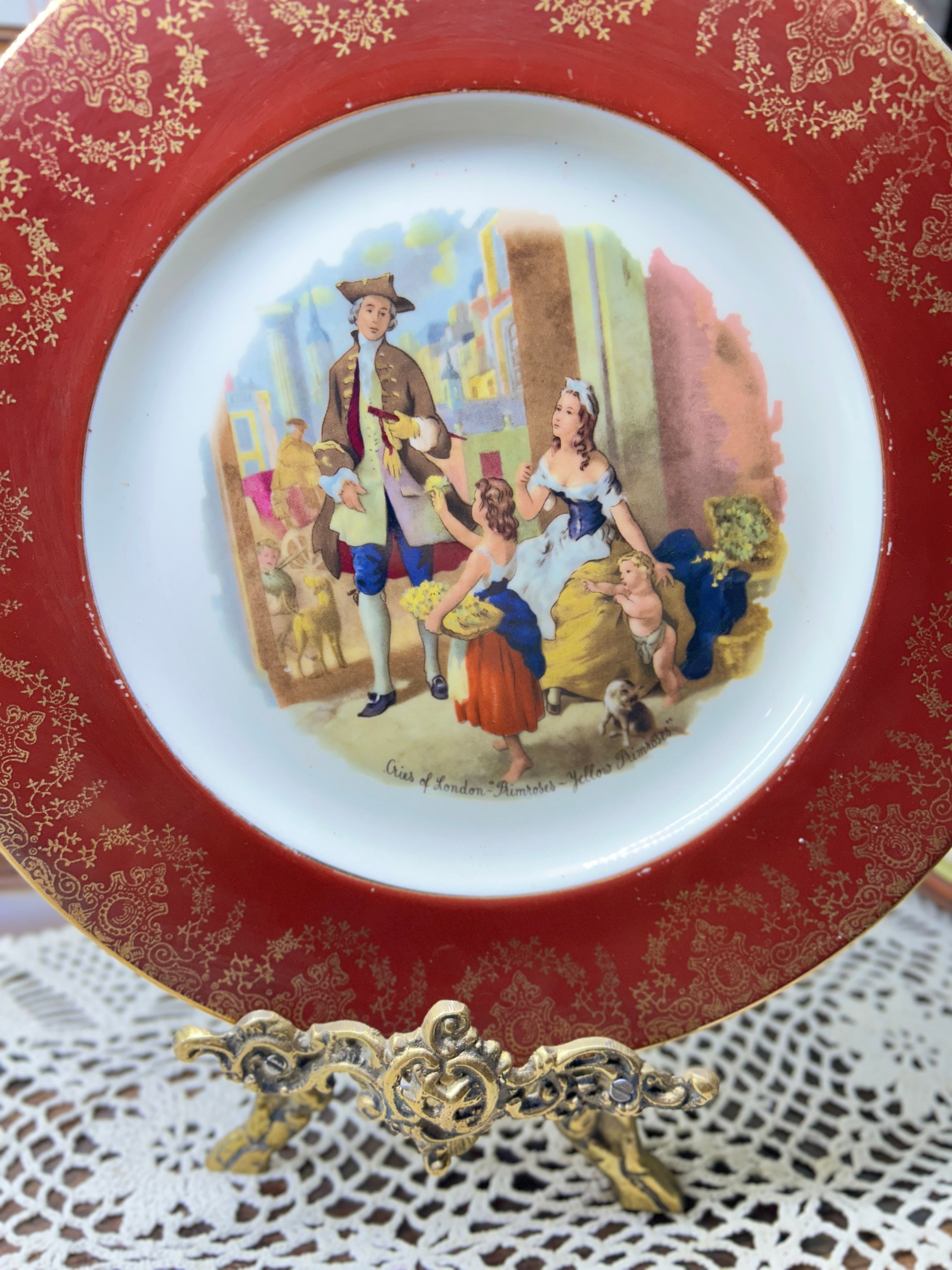 Vintage "Cries of London" decorative plate — specifically featuring the "Yellow Primroses" scene 12”