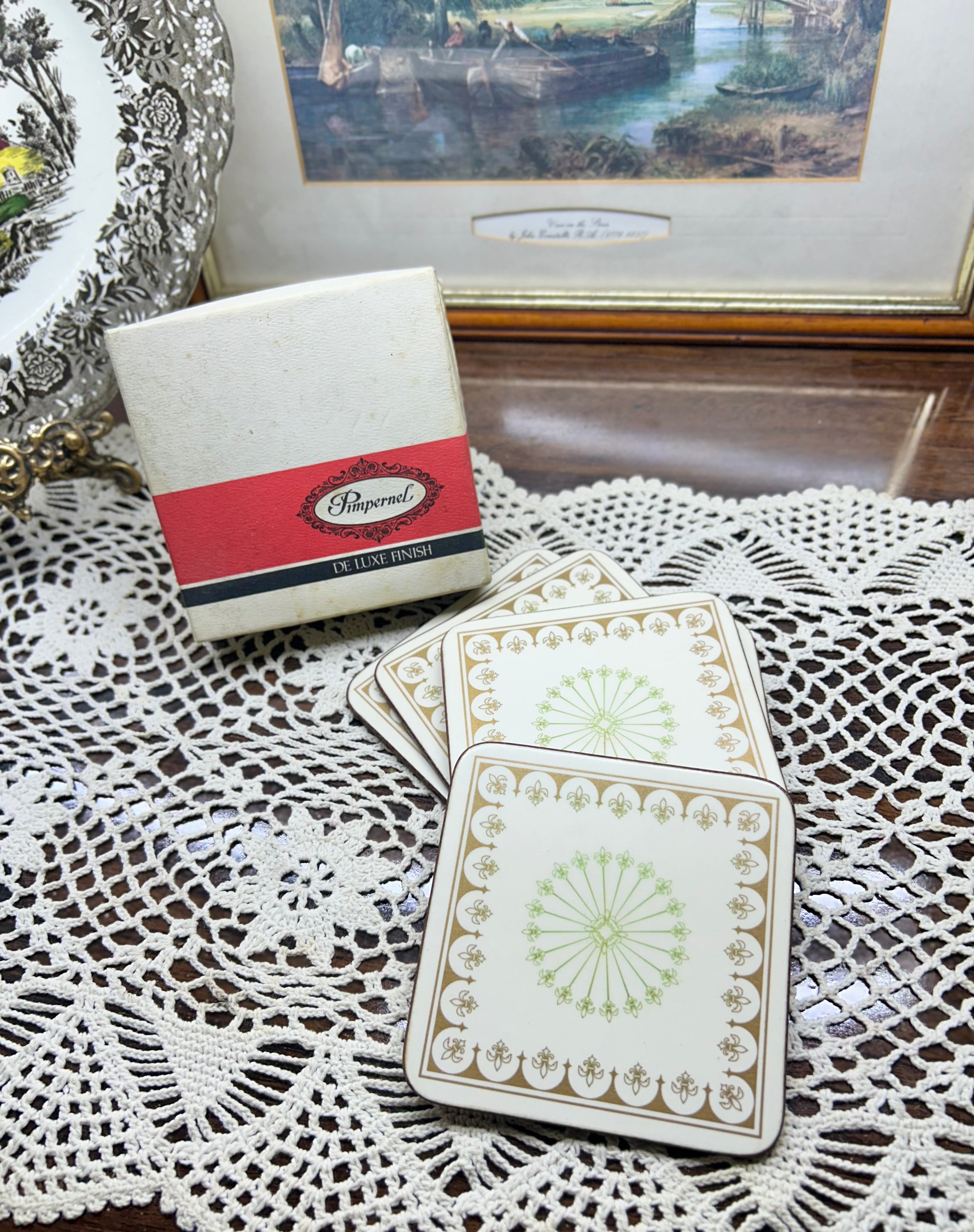 Vintage Pimpernel coasters with a "De Luxe Finish” | set of 6