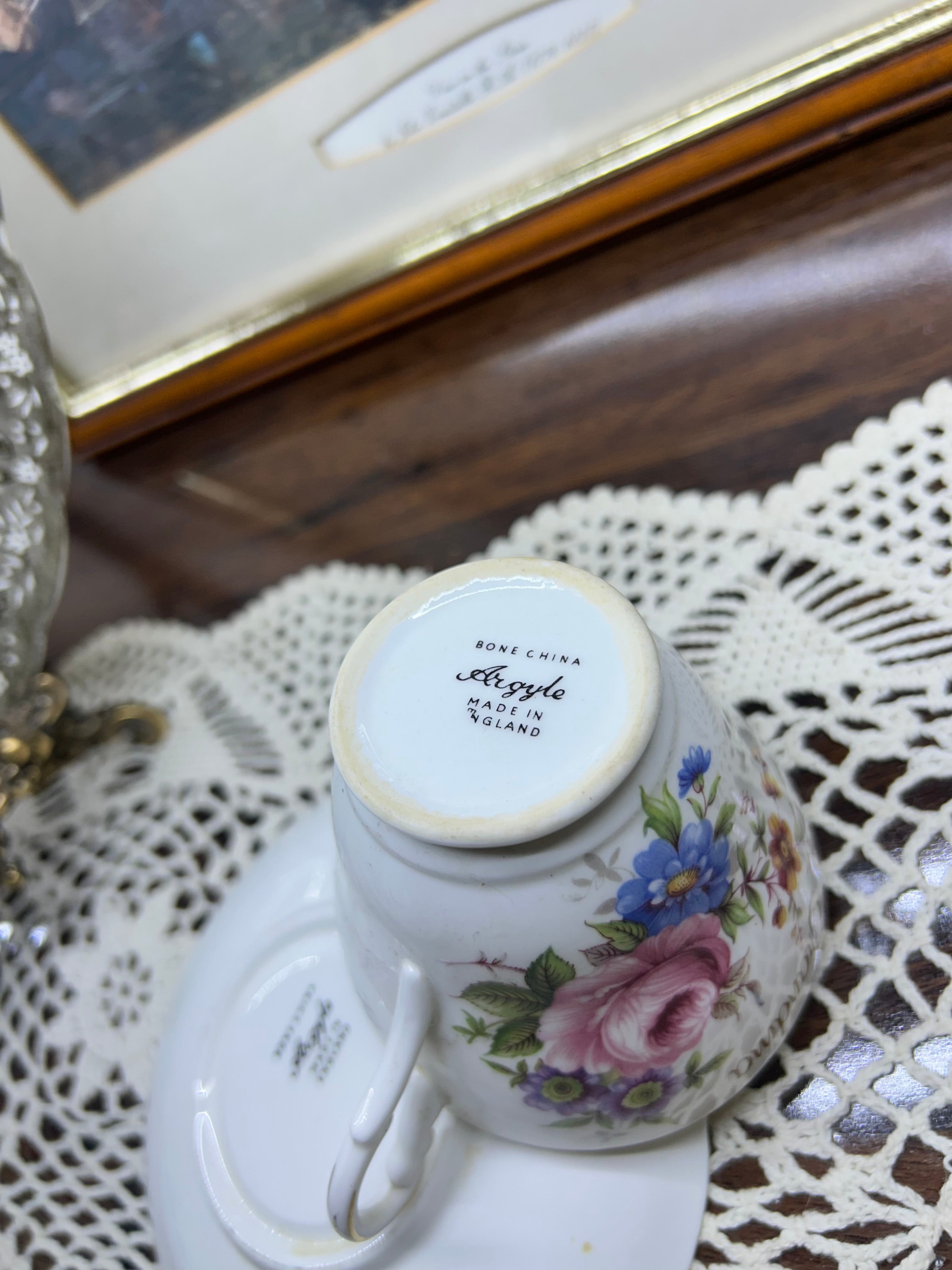Vintage Argyle “Grandma” Teacup and Saucer Bone China — England