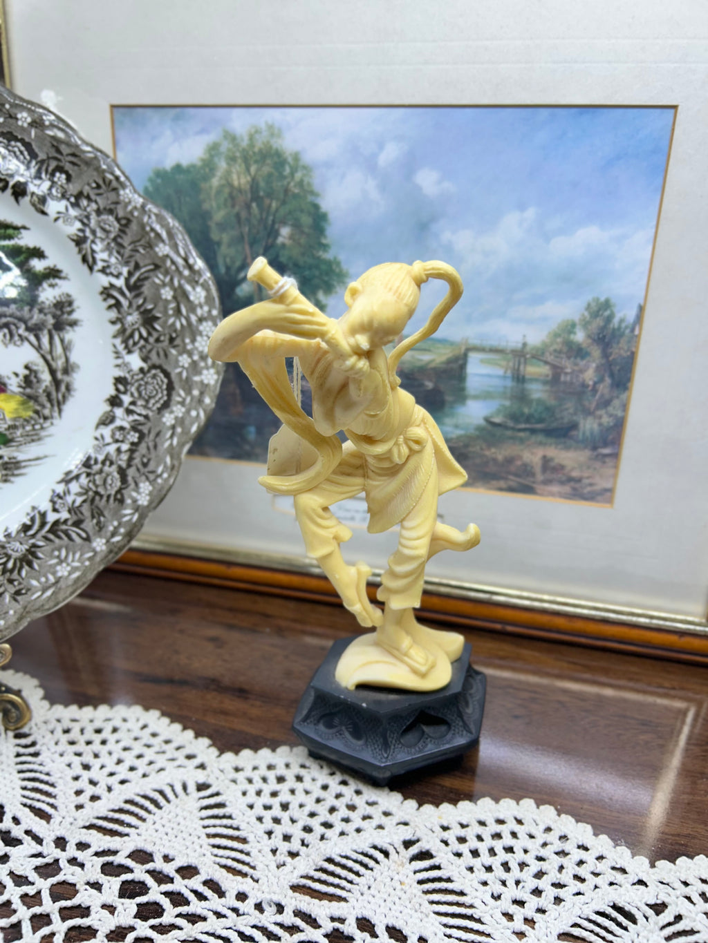 Vintage “Samurai Wu Tang monk” playing a flute — manufactured by Depose in Italy