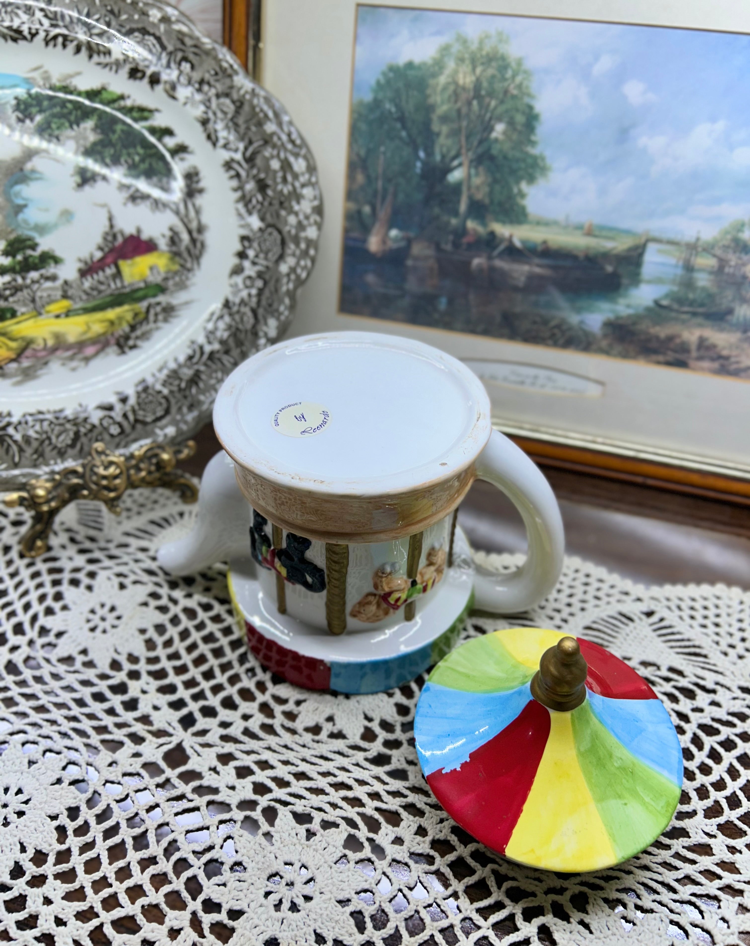 Leonardo Collection Carousel Teapot |Vintage Ceramic| Whimsical & Rare