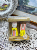 Limited edition Luzerne porcelain salt and pepper shakers — feature a vibrant "King & Queen" design (boxed)