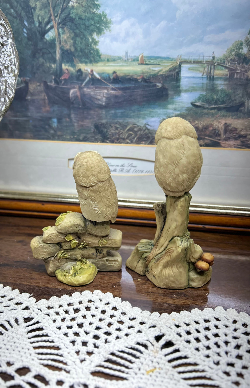 Vintage handpainted owl figurines