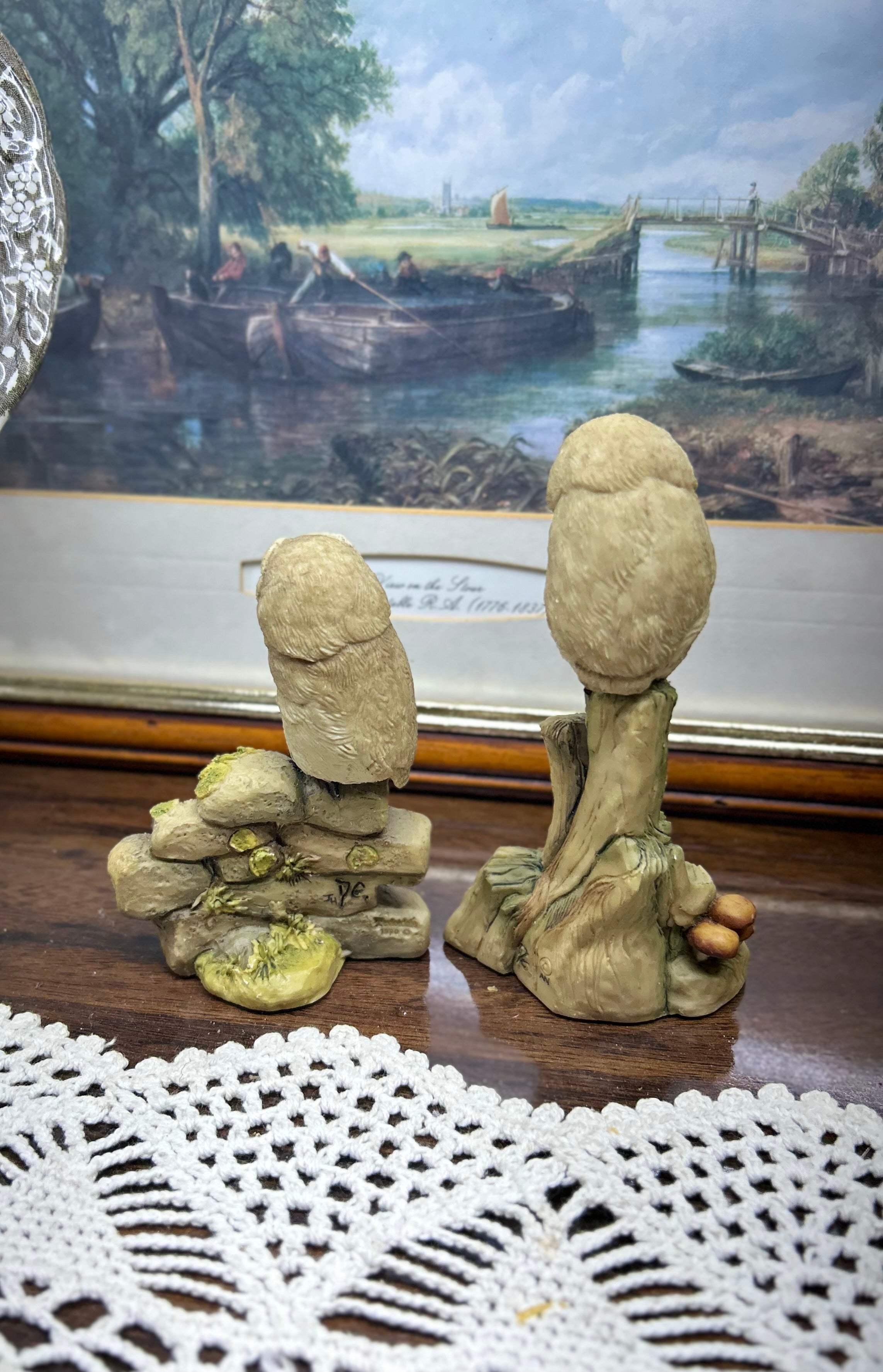 Vintage handpainted owl figurines