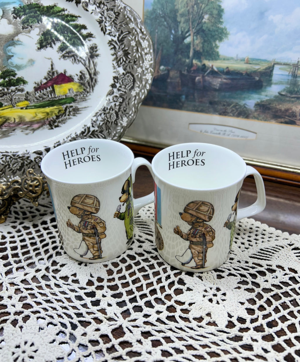 Help for Heroes coffee mugs featuring cartoon bears — porcelain