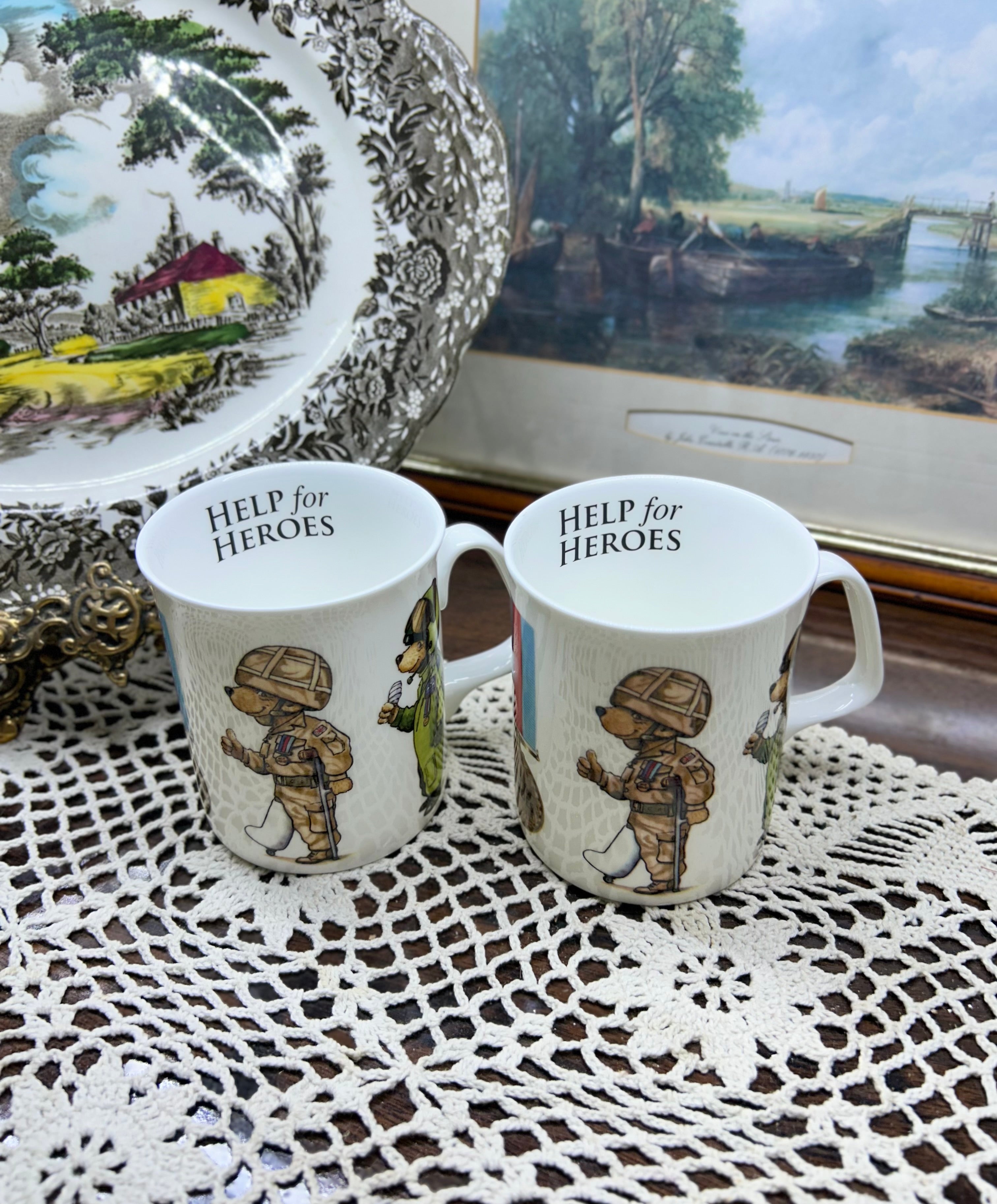 Help for Heroes coffee mugs featuring cartoon bears — porcelain
