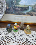 Vintage retro resin hand-painted owl figurines — set of four
