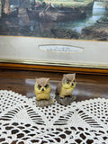 Vintage resin hand-painted owl figurines — pair