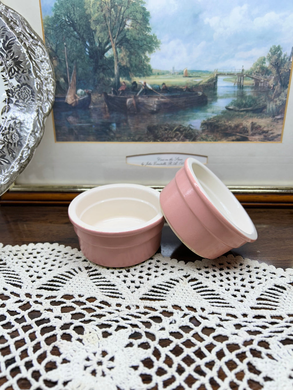 Vintage Cermer stoneware ramekins French baking dishes — SET OF 2