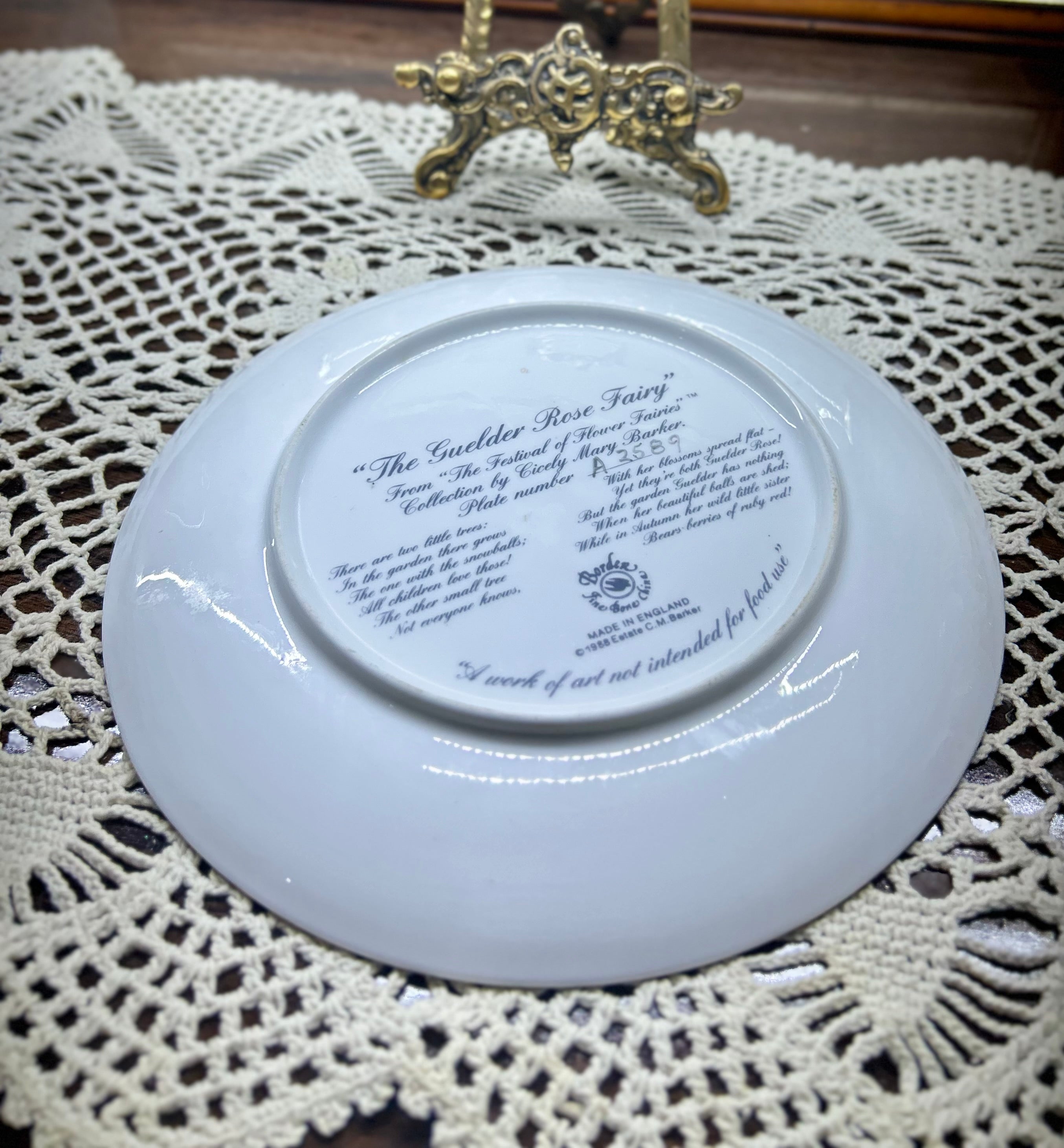 Vintage collectible porcelain plate from the "Festival of Flower Fairies" series