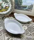 Pair of white porcelain oval porcelain au gratin dish/ french baking dishes