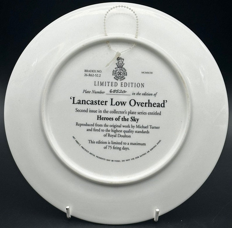 Royal Doulton “Lancaster Low Overload” Collector Plate Heroes Of The Sky Limited Edition 8”