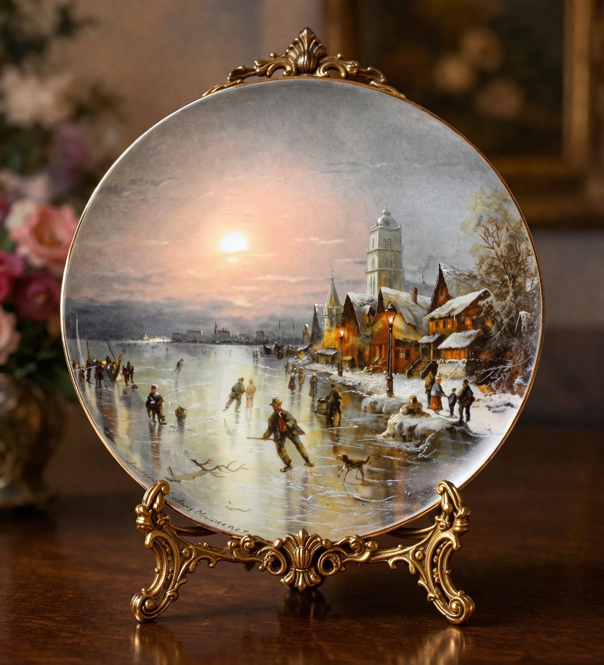 Vintage Collectible Plate - Fürstenberg Plate no 1 in the series Romantic Winter Scenes - Ludwig Muninger - 1987