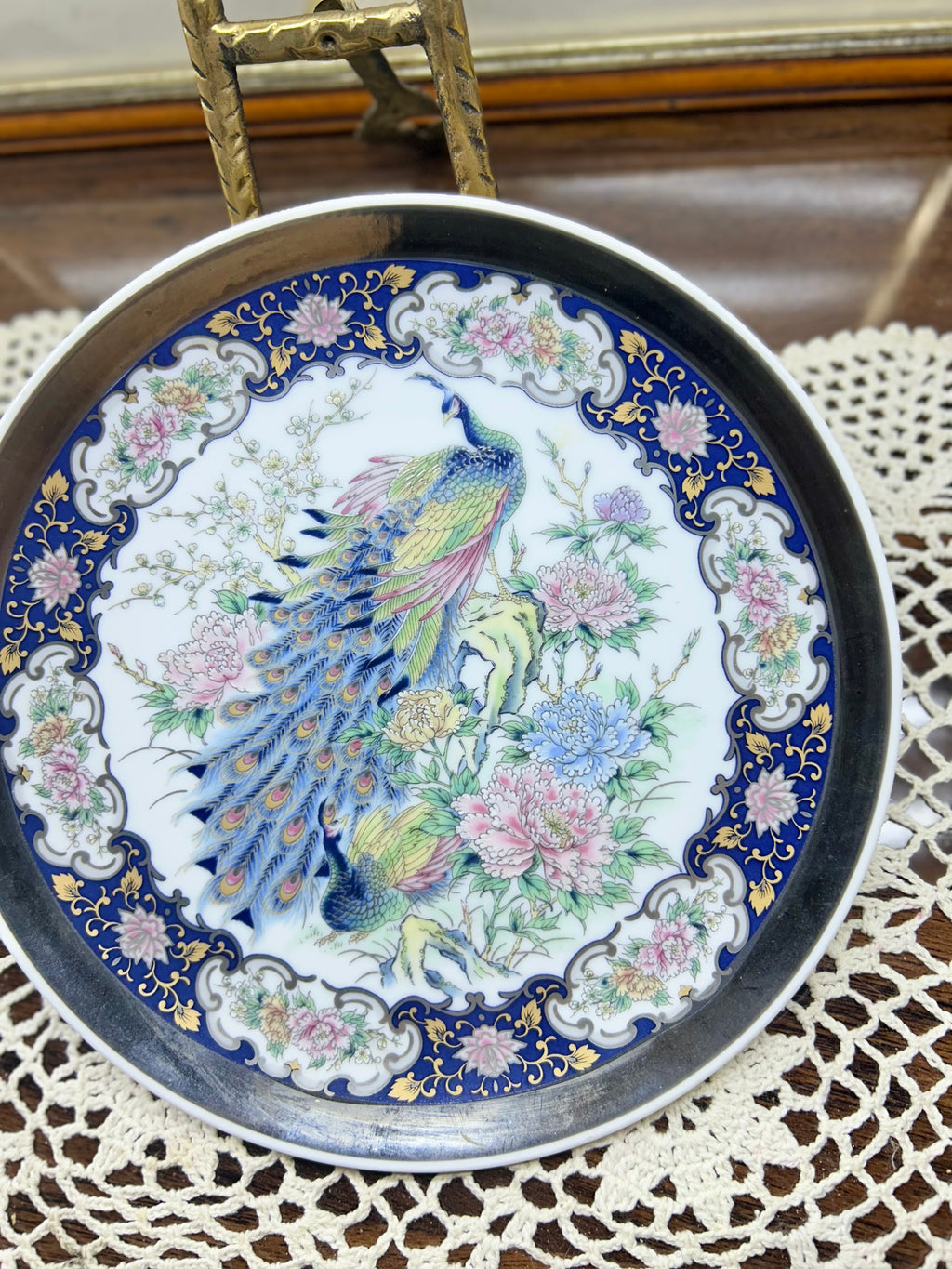 Vintage IMPERIAL peacock plate Porcelain arnart — Japan