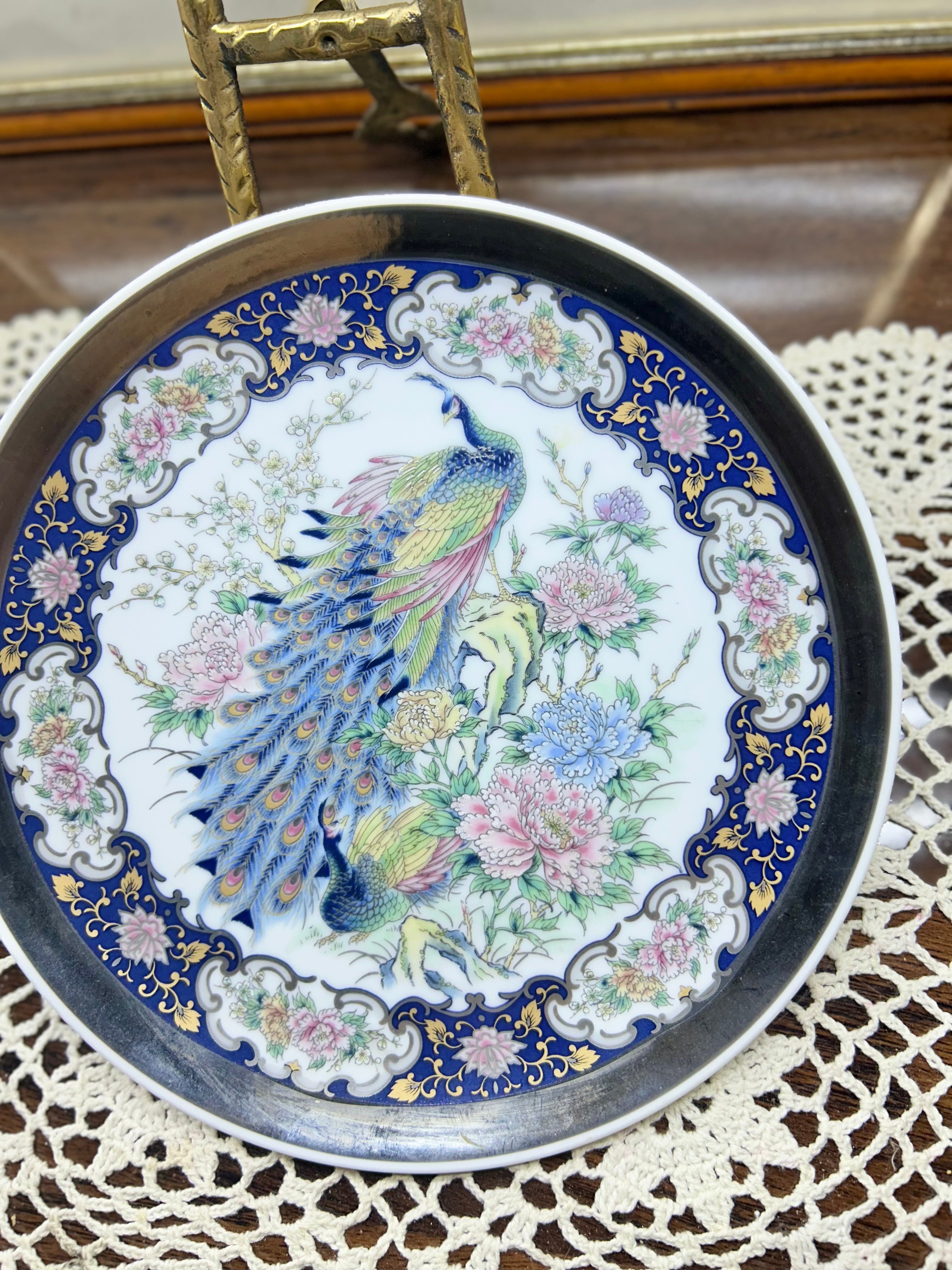 Vintage IMPERIAL peacock plate Porcelain arnart — Japan