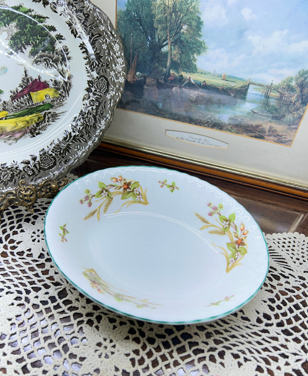 Ceramic “harvest” pattern oval serving bowl 10”