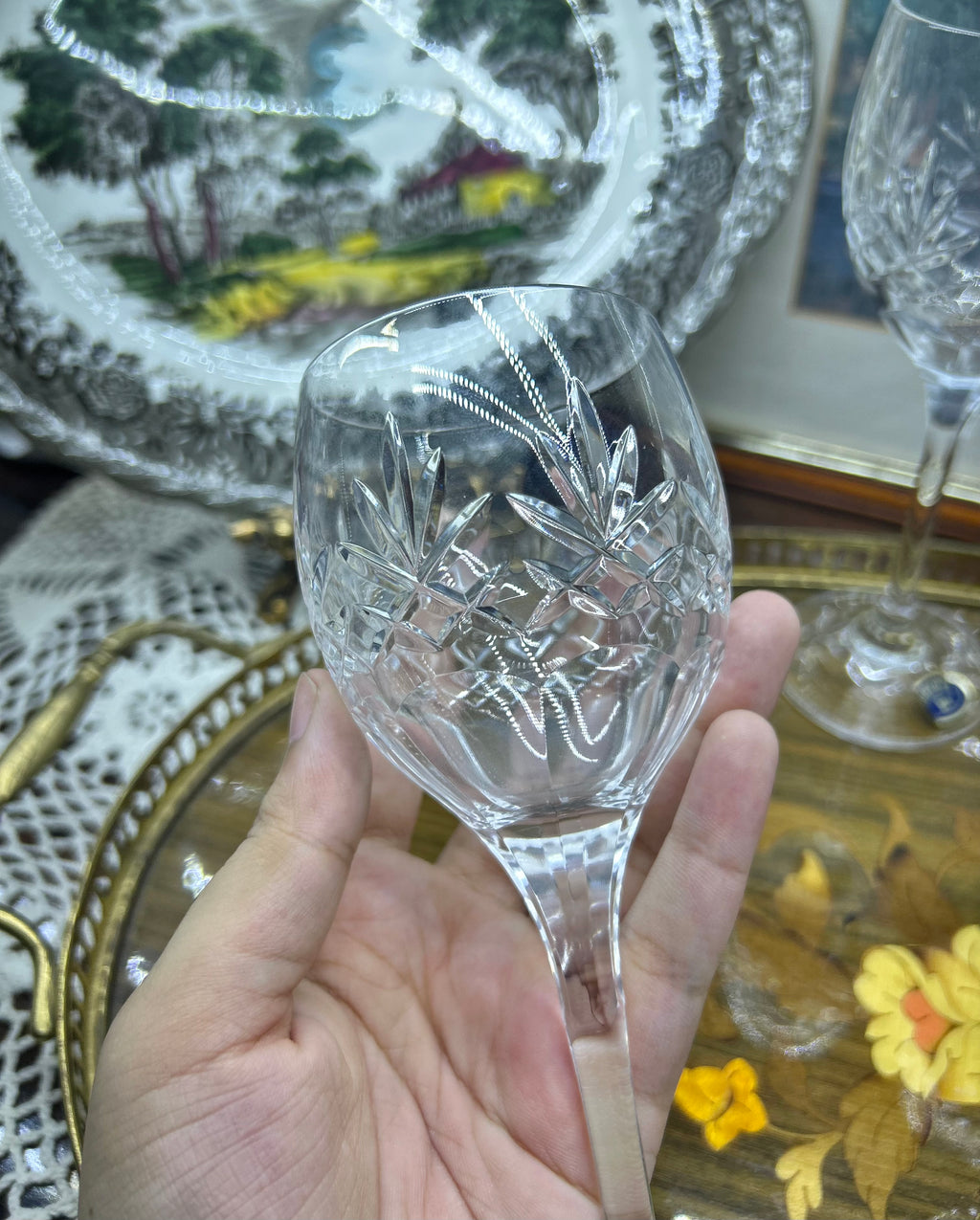 Bohemia 24% lead victoria inticate hand-cut crystal wine glasses — Set of 4