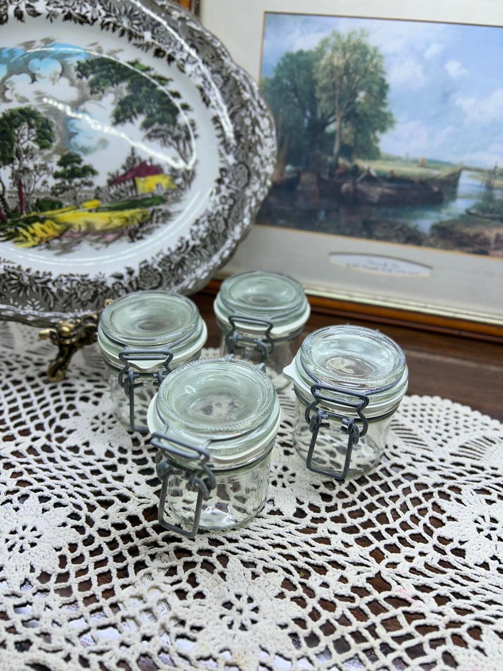 Vintage-style glass preserving jar, 135 ml clip top jars — Set of 4