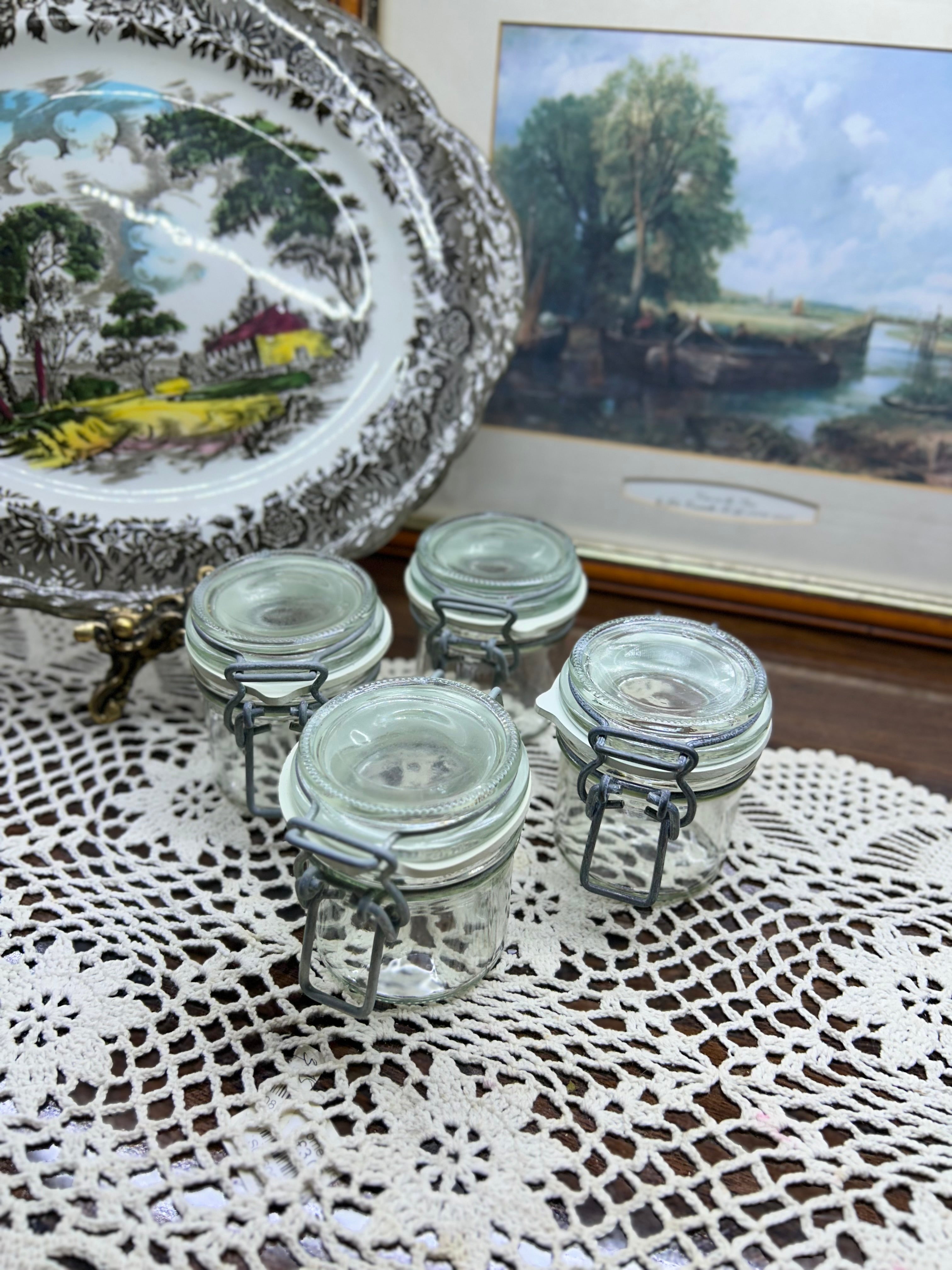 Vintage-style glass preserving jar, 135 ml clip top jars — Set of 4