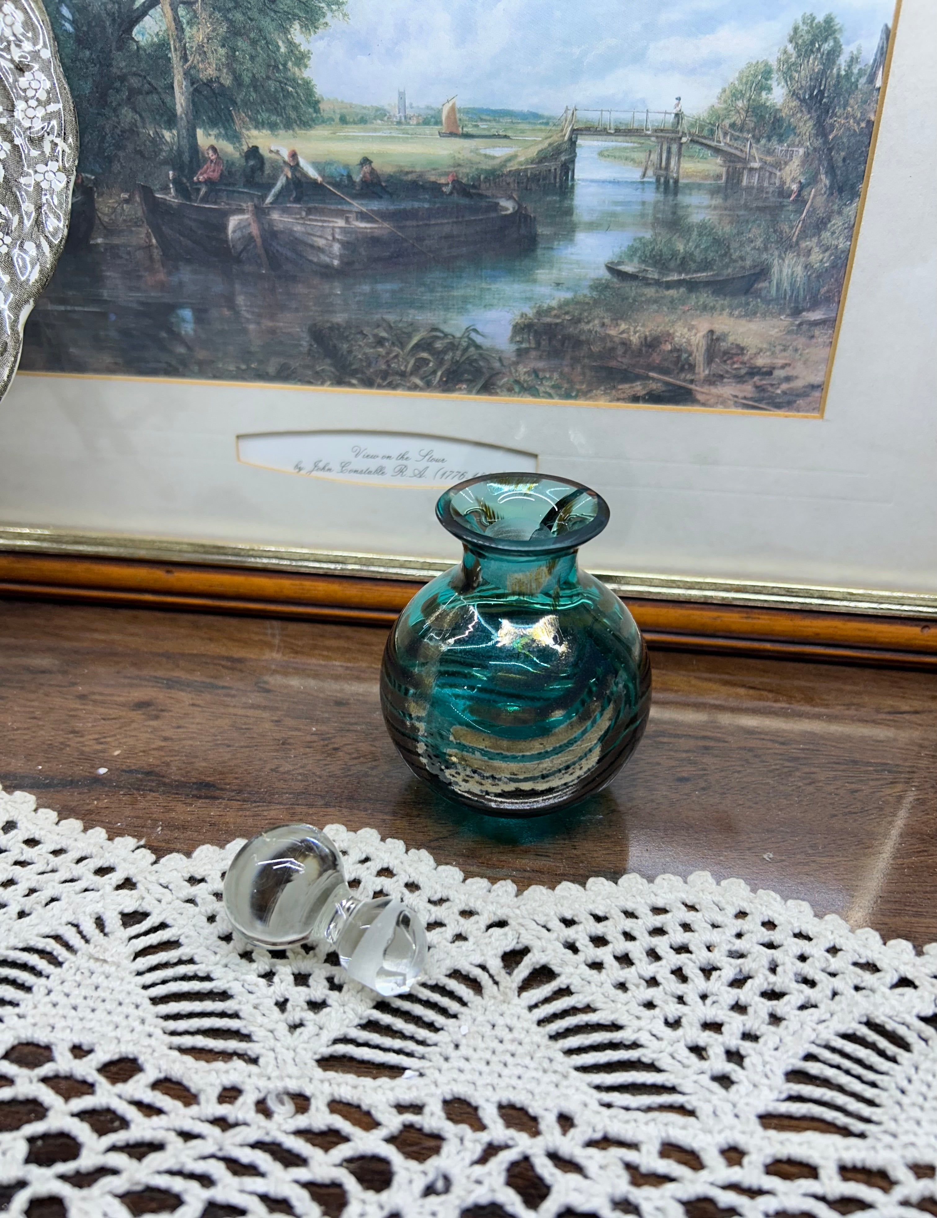 Vintage Mdina Art Glass perfume bottle with stopper